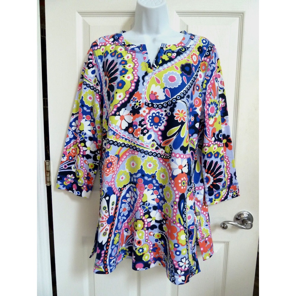 **NEW!! T BY TALBOTS SZ L 12/14 Retro Floral Swimsuit/Beach Cover-Up SPF-50**